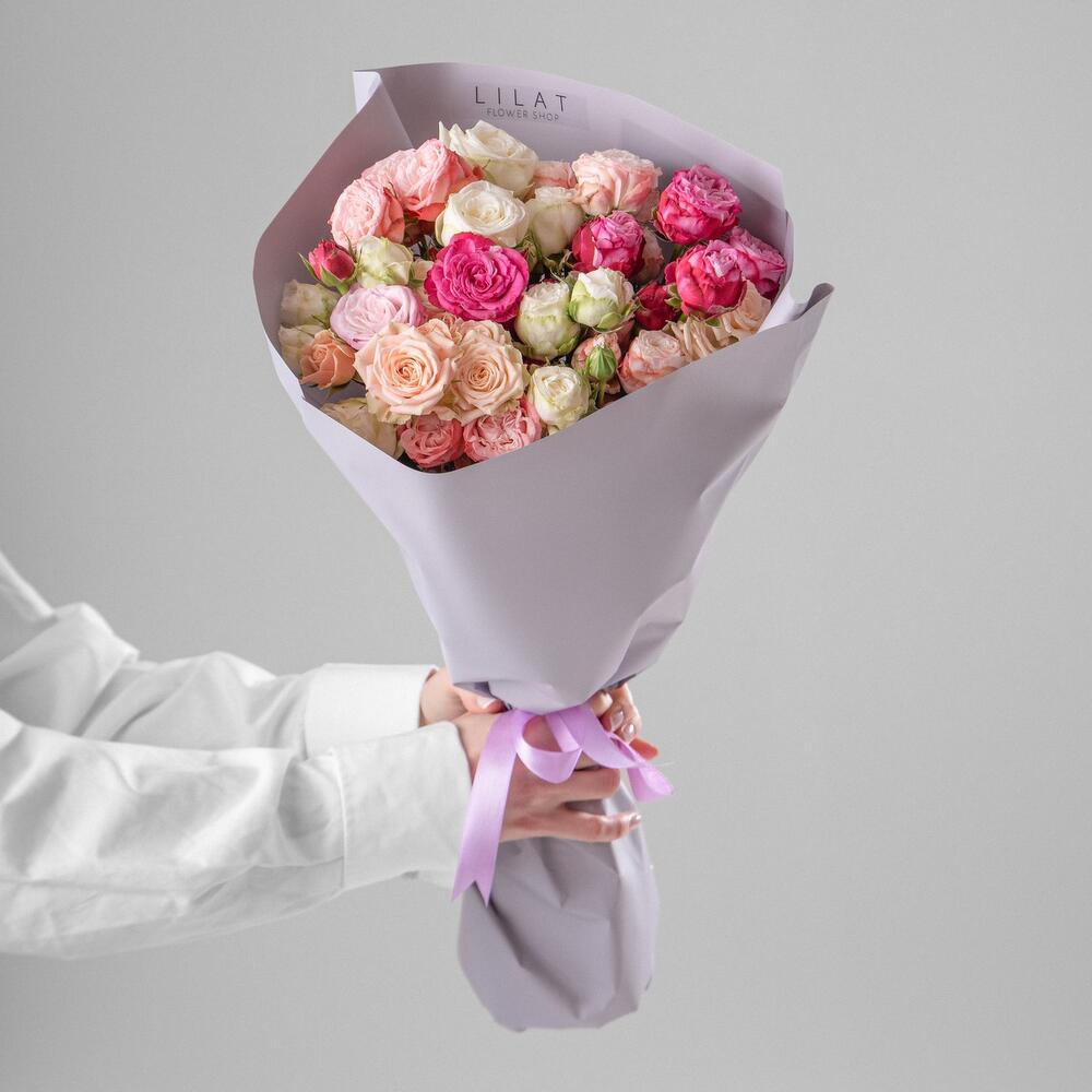 Кустовые Розы Пионовидные + Открытка