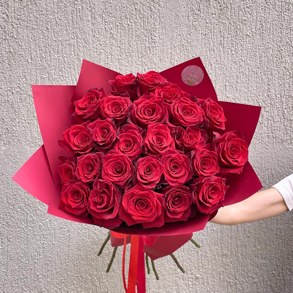 Монобукет из 25 красных роз (Голандия)